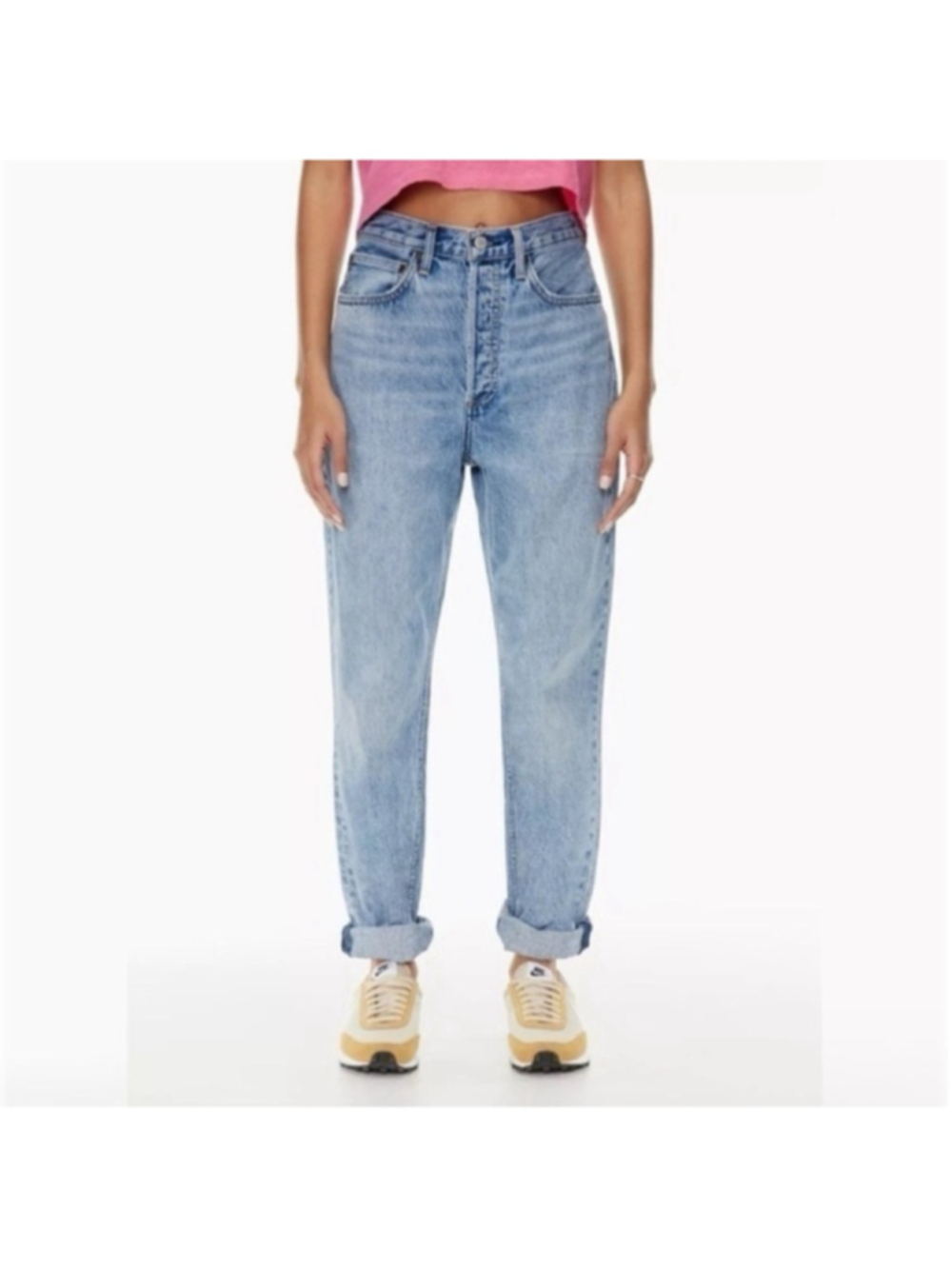 Aritzia Denim Forum BF High Rise Loose Jeans in Classic Blue 28L sz 30